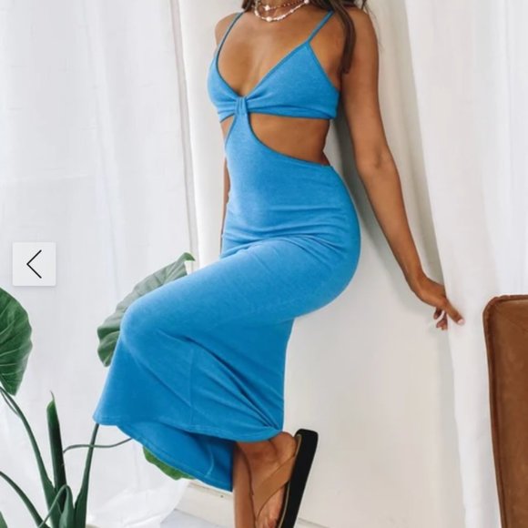 Trendy Cutout Gorgeous Maxi Blue Dress